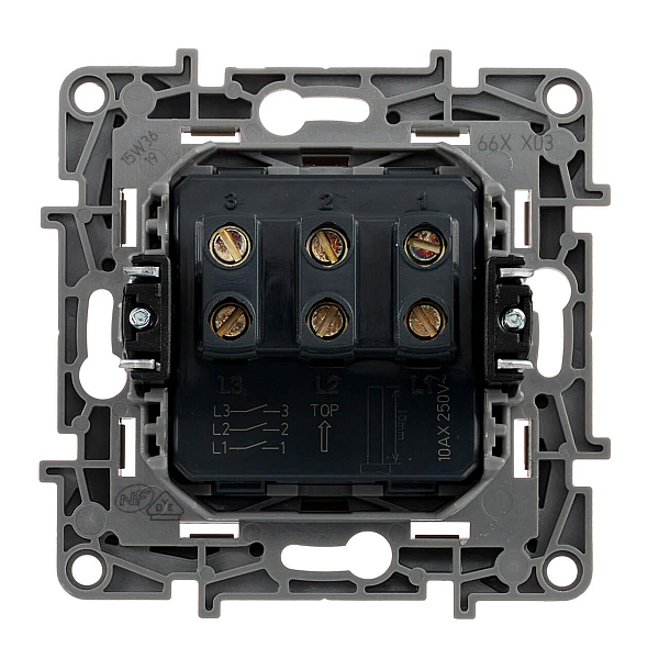 Выключатель трехклавишный Legrand Etika 10A 250V антрацит 672613