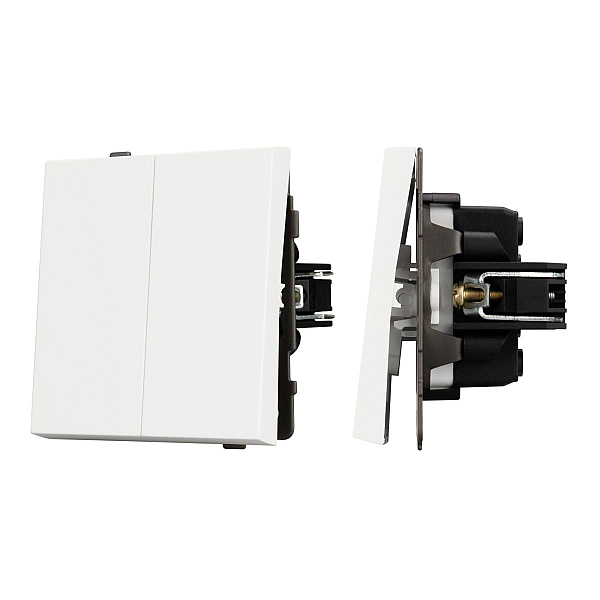 Механизм выключателя двухклавишный проходной Arlight SWT-TENDO-MKP2-SFPL-WH (230V, 10A) 054556