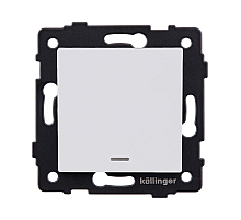 Выключатель 1-клавишный проходной 10А/250В с LED подсветкой, белый матовый Kollinger REA-S-004WM для Aspekt, Eleganz, Reflex