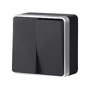 Выключатель двухклавишный Werkel Gallant (черный с серебром) W5020034 4690389164156 a051142