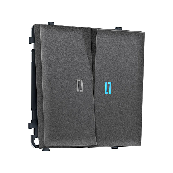 Комплект механизма 2-кл проходного выключателя с подсветкой 10000K SIGMA Антрацит серый 10A-250V QUANT PRO Ambrella Volt MS654040 (SP6540, PR120, G29B)