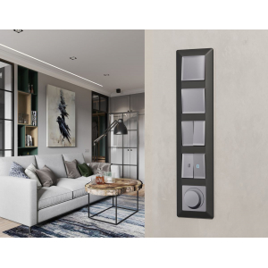 Комплект механизма 2-клавишного перекрестного выключателя 10A-250V Alfa Сталь матовый Quant Ambrella Volt MA503030 (AP5030, VM125)