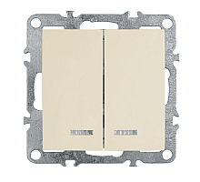 Выключатель двухклавишный Stekker Эрна с подсветкой слоновая кость PSW10-9102-02 39321