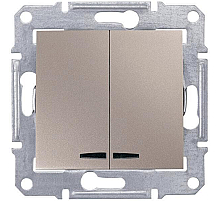 Выключатель двухклавишный с синей подсветкой Schneider Electric Sedna 10A 250V SDN0300368