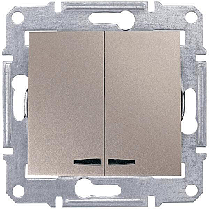 Выключатель двухклавишный с синей подсветкой Schneider Electric Sedna 10A 250V SDN0300368