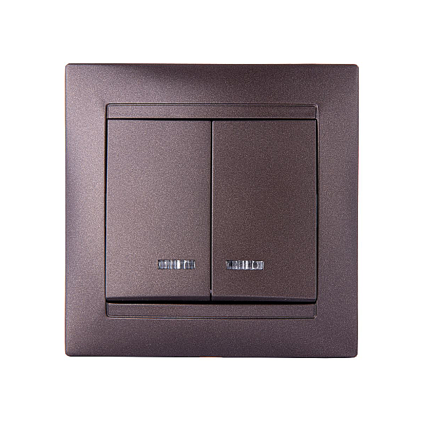 Выключатель двухклавишный с подсветкой Лама TDM Electric SQ1815-0505