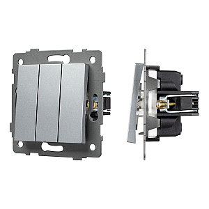 Механизм выключателя трехклавишный непроходной Arlight SWT-MK03-PL-GR-V (250V, 10A) 049898