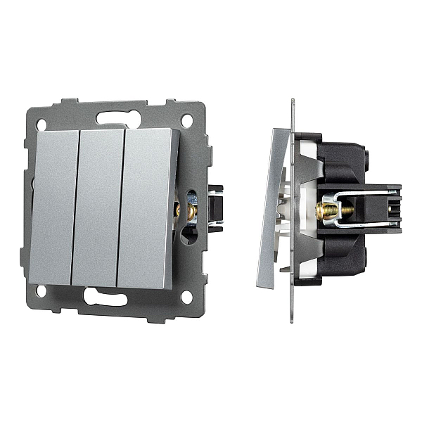 Механизм выключателя трехклавишный непроходной Arlight SWT-MK03-PL-GR-V (250V, 10A) 049898
