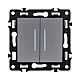 Выключатель 2-клавишный проходной 10А/250В с LED подсветкой, серый Kollinger Asthetik AS-011GY
