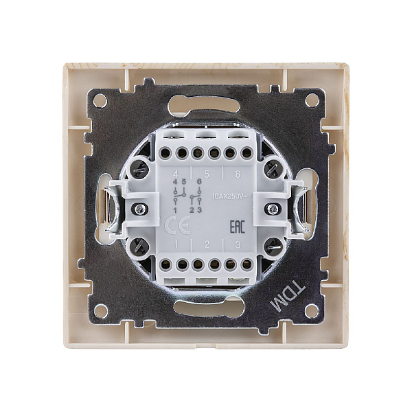 Выключатель двухклавишный на 2 направления Лама TDM Electric SQ1815-0307