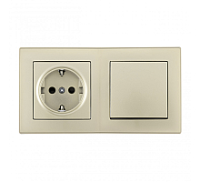 Выключатель одноклавишный с розеткой Arte Milano SET06-2-30-1-40-1 shampan
