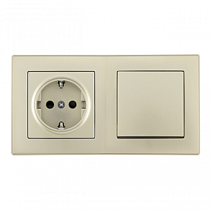 Выключатель одноклавишный с розеткой Arte Milano SET06-2-30-1-40-1 shampan
