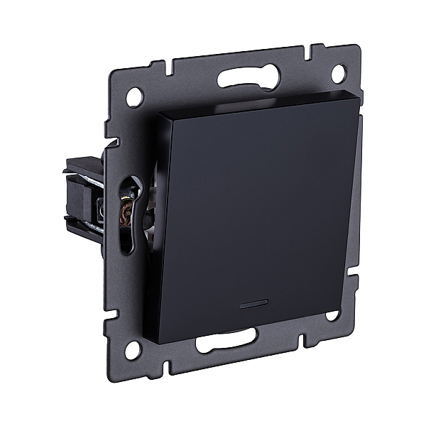 Выключатель 1-клавишный 10А/250В с LED подсветкой, черный Kollinger REA-S-002BK для Aspekt, Eleganz, Reflex