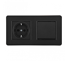 Выключатель одноклавишный с розеткой Arte Milano SET16-2-40-1-30-1 black