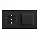 Выключатель одноклавишный с розеткой Arte Milano SET16-2-40-1-30-1 black