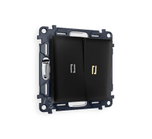 Комплект механизма 2-кл проходного выключателя с подсветкой Ambrella Volt Alfa MA804030