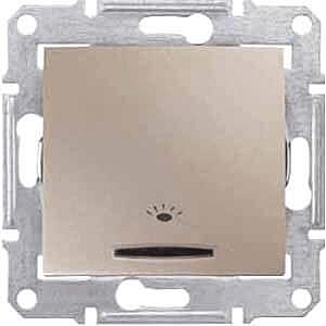 Выключатель кнопочный с синей подсветкой Свет Schneider Electric Sedna 10A 250V SDN1800168
