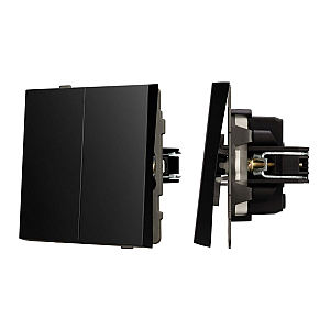 Механизм выключателя двухклавишный непроходной Arlight SWT-TENDO-MK02-PL-BK (230V, 10A) 054059