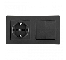 Выключатель двухклавишный с розеткой Arte Milano SET06-2-30-2-40-1 black