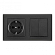 Выключатель двухклавишный с розеткой Arte Milano SET06-2-30-2-40-1 black