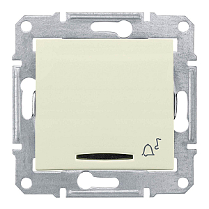 Выключатель кнопочный с синей подсветкой Звонок Schneider Electric Sedna 10A 250V SDN1600447