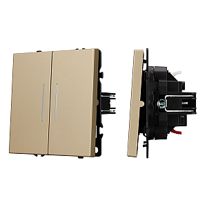 Выключатель проходной 2 кл подсветка софт-тач золотой песок Arlight SWT-MKP2-SFPL-L-GD (250V, 10A) 054268(1)