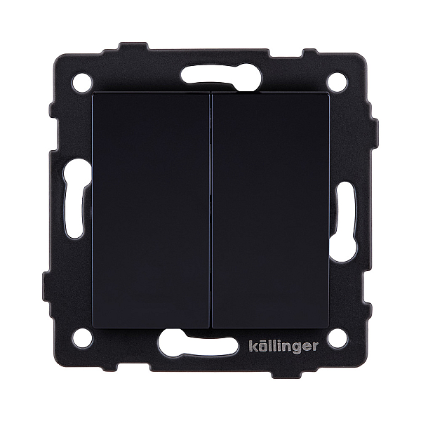 Выключатель кнопочный 2-клавишный 10А/250В, черный Kollinger REA-S-011BK для Aspekt, Eleganz, Reflex