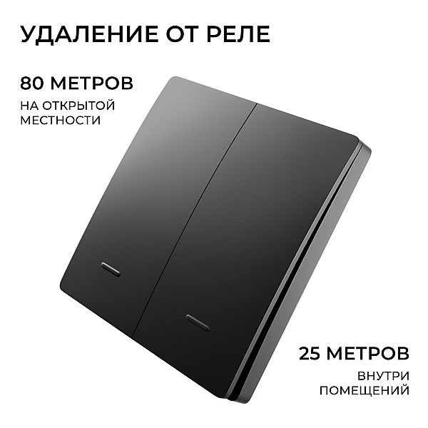 Выключатель кинетический 2кл., IP44, 2,4 ГГц, Smart, чер. Apeyron 04-82