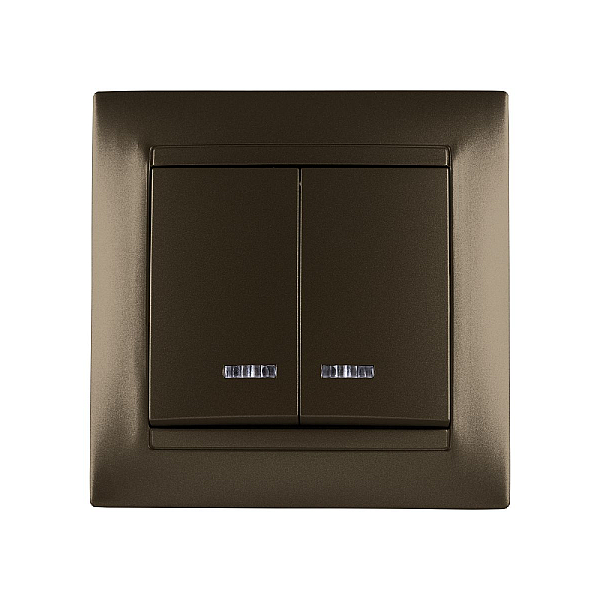 Выключатель двухклавишный с подсветкой Лама TDM Electric SQ1815-0705