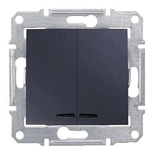 Выключатель двухклавишный с синей подсветкой Schneider Electric Sedna 10A 250V SDN0300370