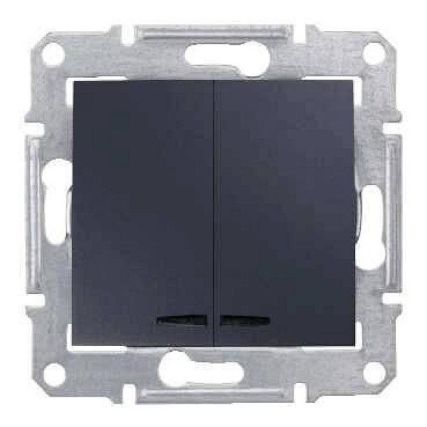 Выключатель двухклавишный с синей подсветкой Schneider Electric Sedna 10A 250V SDN0300370