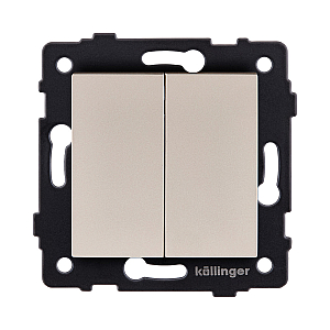 Выключатель 2-клавишный проходной 10А/250В, золотой Kollinger REA-S-009GD для Aspekt, Eleganz, Reflex