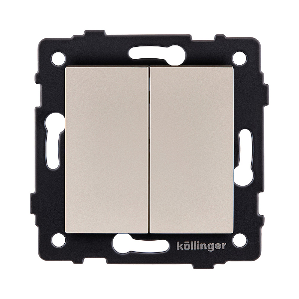 Выключатель 2-клавишный проходной 10А/250В, золотой Kollinger REA-S-009GD для Aspekt, Eleganz, Reflex