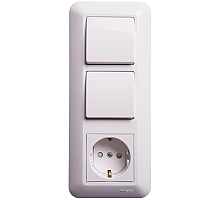 Выключатель 2-клавишный с розеткой Schneider Electric Прима BK2VR-008VK-B