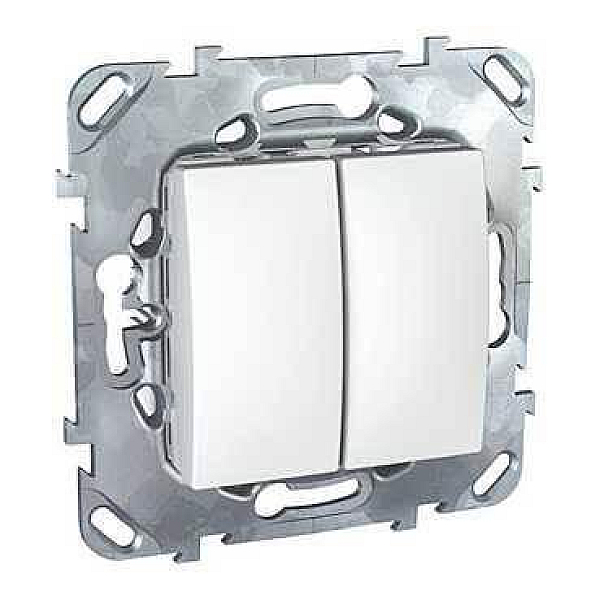 Переключатель двухклавишный Schneider Electric Unica 10AX 250V MGU5.213.18ZD
