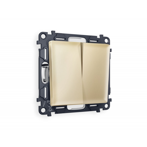 Комплект механизм 2-клавишного перекрестного выключателя 10A-250V Alfa Шампань Quant Ambrella Volt MA603030 (AP6030, VM125)