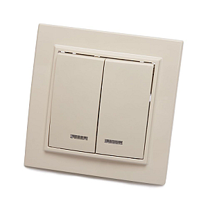 Выключатель 2-клавишный с индикатором Stekker PSW10-9002-02 250В 10А 39229