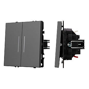 Выключатель проходной 2 кл подсветка софт-тач серый базальт Arlight SWT-MKP2-SFPL-L-GR (250V, 10A) 054269(1)