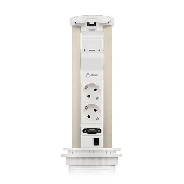 Блок розеток 12J (2 секции, USB type A+C + RJ45 + HDMI) беспроводная зарядка Mebax 00-00002598