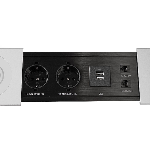 Блок розеток JX (Slide Top) (2 секции RJ-45 + 2 USB беспр.зарядка с кабелем питания) Mebax 00-00002892