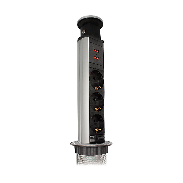 Блок розеток 105S (J) (3 секции + 2 USB) Mebax 00-00003152