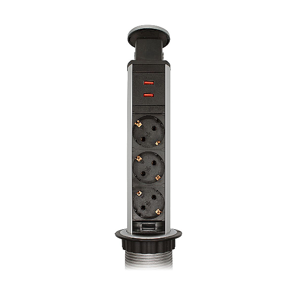 Блок розеток 105S (J) (3 секции + 2 USB) Mebax 00-00003152