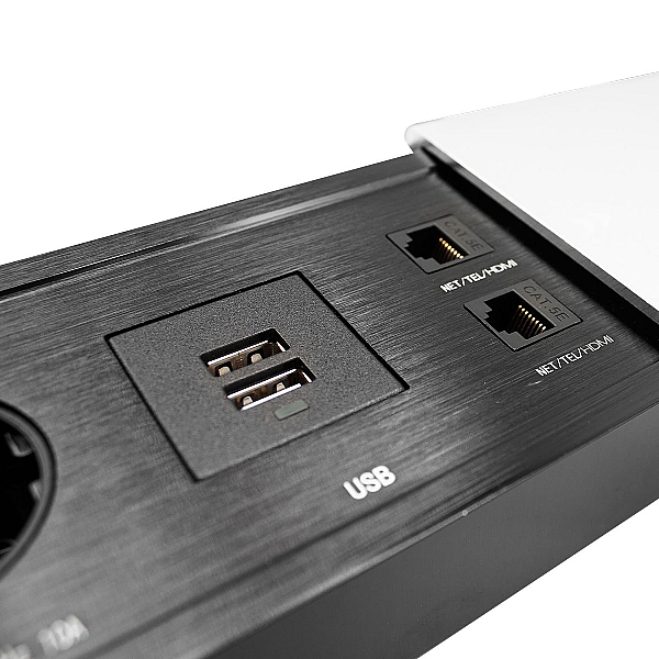 Блок розеток JX (Slide Top) (2 секции RJ-45 + 2 USB с кабелем питания) Mebax 00-00002890