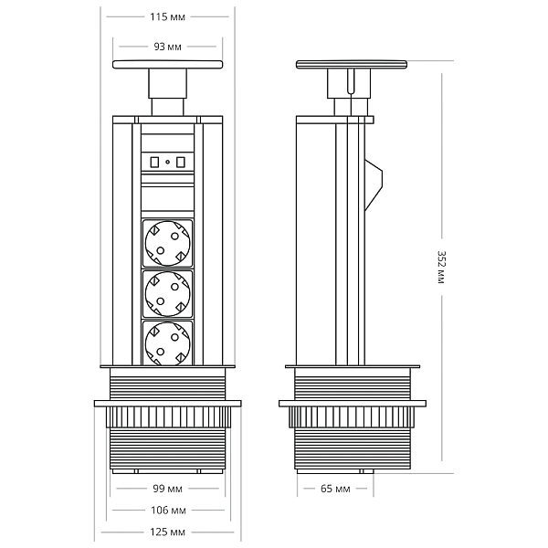 Блок розеток 12S (3 секции и 2 USB) Mebax 00-00001165