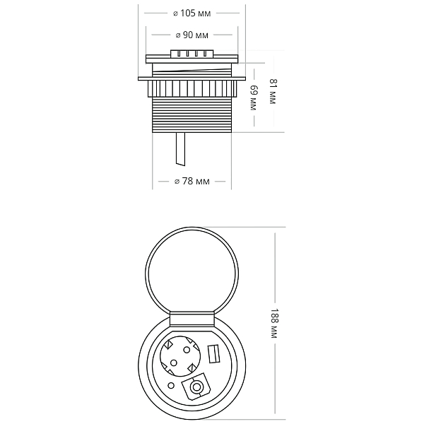 Блок розеток 51 (1 секция и 2 USB) Mebax 00-00000828