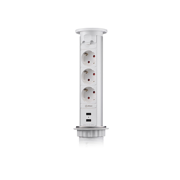 Блок розеток 105J (3 секции и 2 USB) Mebax 00-00000823
