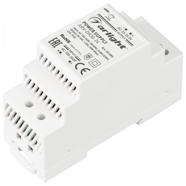 Блок питания Arlight ARV-DR30-24 24V 30W IP20 1,25A 031085 Блок питания Arlight ARV-DR30-24 24V 30W IP20 1,25A 031085
