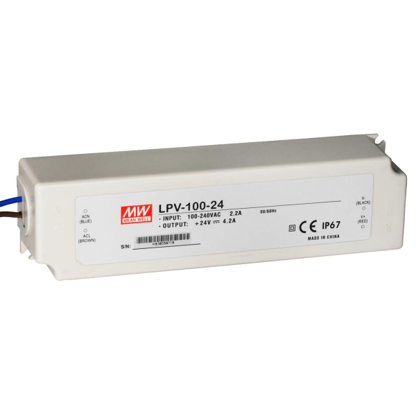 Блок питания Mean Well, герметичный, LPV-100-24, в пластиковом корпусе LPV-100-24