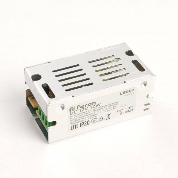 Блок питания для светодиодной ленты Feron LB002 12V 12W IP20 1A 48005 Блок питания для светодиодной ленты Feron LB002 12V 12W IP20 1A 48005