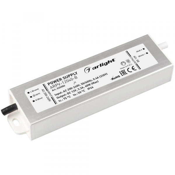 Блок питания Arlight ARPV-40B 12V 40W IP67 3,3A 020086 Блок питания Arlight ARPV-40B 12V 40W IP67 3,3A 020086